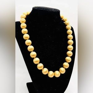 VENDOME Chunky Gold Tone Beaded Necklace Satin Finish Signed Vintage Jewelry